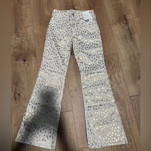 Brand NEW GapKids high rise leopard foil 70’s flared jeans size 12